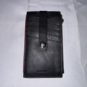 Hammitt Los Angeles 210 West Wallet Womens Black Red Zip Leather Card Holder